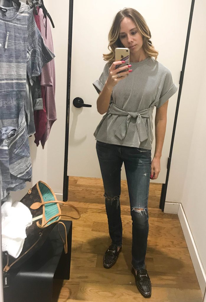 Stripe tie blouse