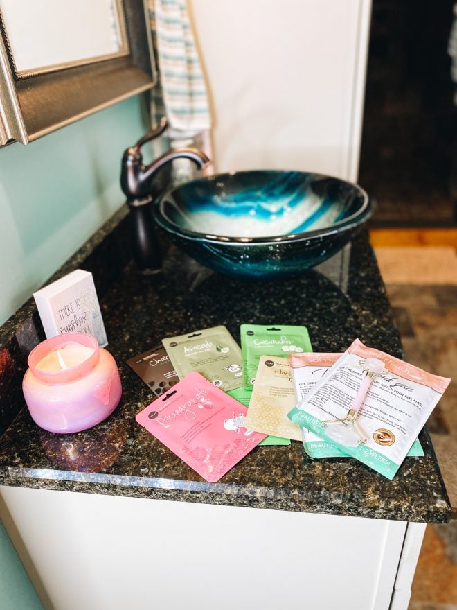 At Home Spa Day Essentials featured by top Pittsburgh lifestyle blogger, Fashionably Late Mom.