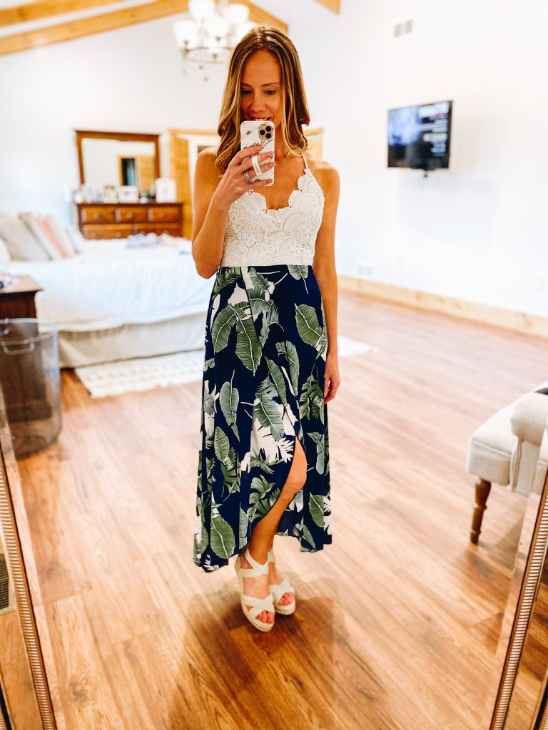 Cute Summer Dresses for Moms featured by top Pittsburg mom fashion blog, Fashionably Late Mom. - tropical dress, vacation dress