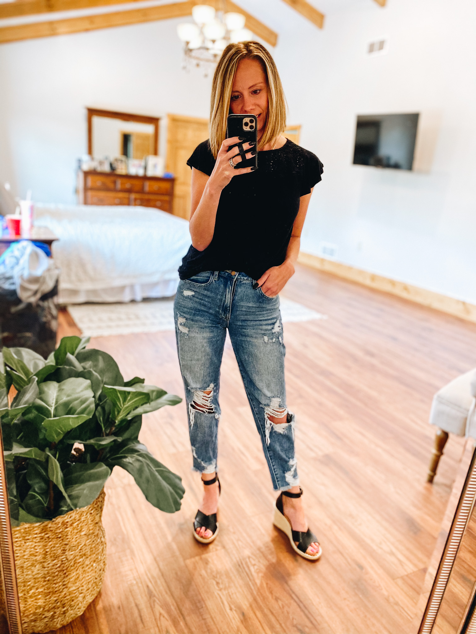 pink lily jeans, caslon top, target 