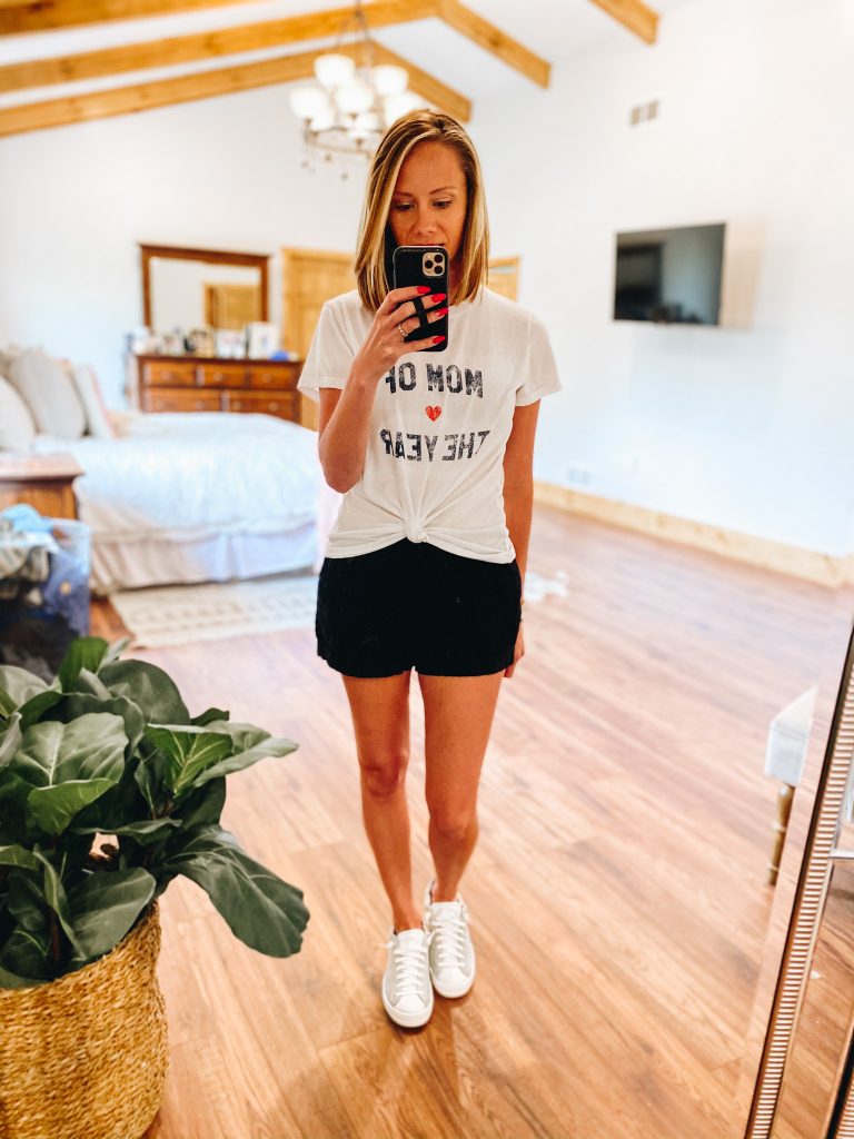3 Pairs of Pull on Shorts for Women from Target featured by top Pittsburgh fashion blogger, Fashionably Late Mom