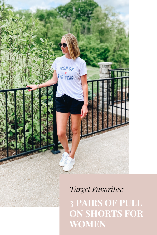 3 Pairs of Pull on Shorts for Women from Target featured by top Pittsburgh fashion blogger, Fashionably Late Mom