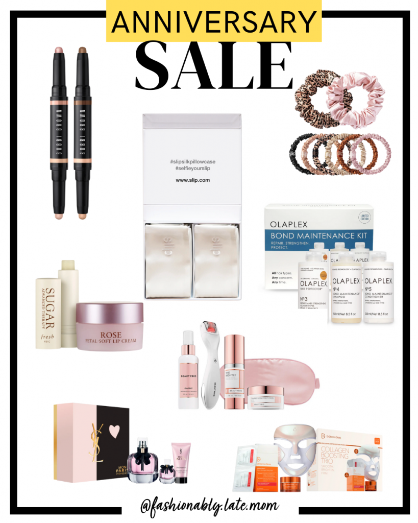 Nordstrom Anniversary Sale Preview by popular Pittsburgh fashion blog, Fashionably Late Mom: collage image of Nordstrom beauty products. 