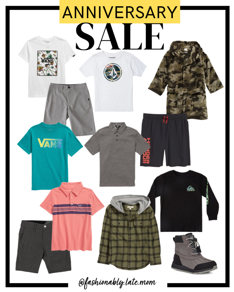 2021 Nordstrom Anniversary Sale, Nsale, boys fashion, boys style, back to school fashion, quicksilver for boys | Nordstrom Anniversary Sale Preview by popular Pittsburgh fashion blog, Fashionably Late Mom: collage image of Nordstrom boys clothing. 