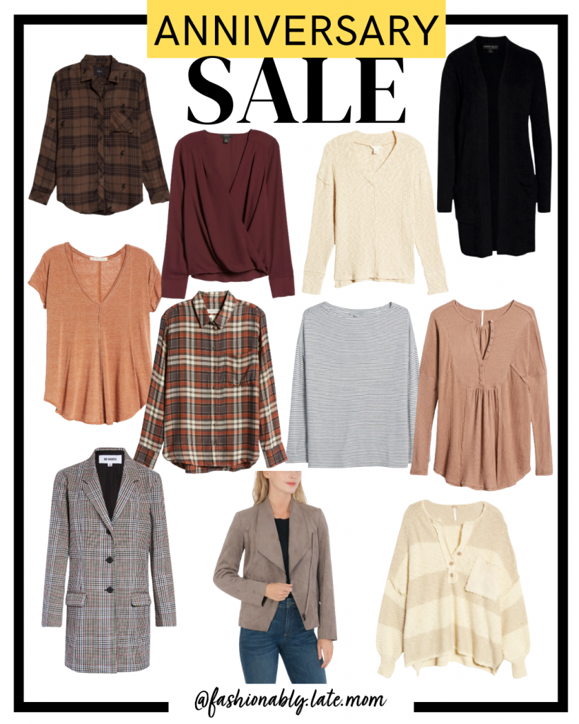 2021 Nordstrom Anniversary Sale, nordstrom, blouses, blazers, flannel top, womens fashion | Nordstrom Anniversary Sale Preview by popular Pittsburgh fashion blog, Fashionably Late Mom: collage image of Nordstrom shirts. 