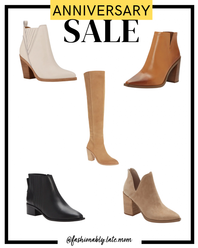 2021 nordstrom anniversary sale, booties, steve madden, vince camuto, boots | Nordstrom Anniversary Sale Preview by popular Pittsburgh fashion blog, Fashionably Late Mom: collage image of Nordstrom boots. 