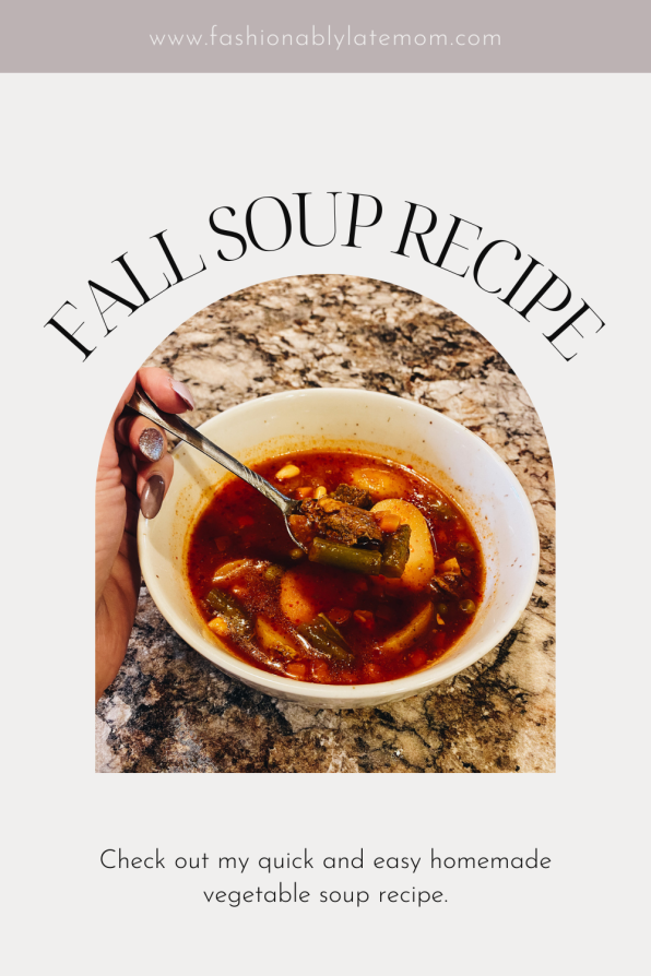 Quick and Easy Homemade Vegetable Soup Recipe featured by top PA lifestyle blogger, Fashionably Late Mom