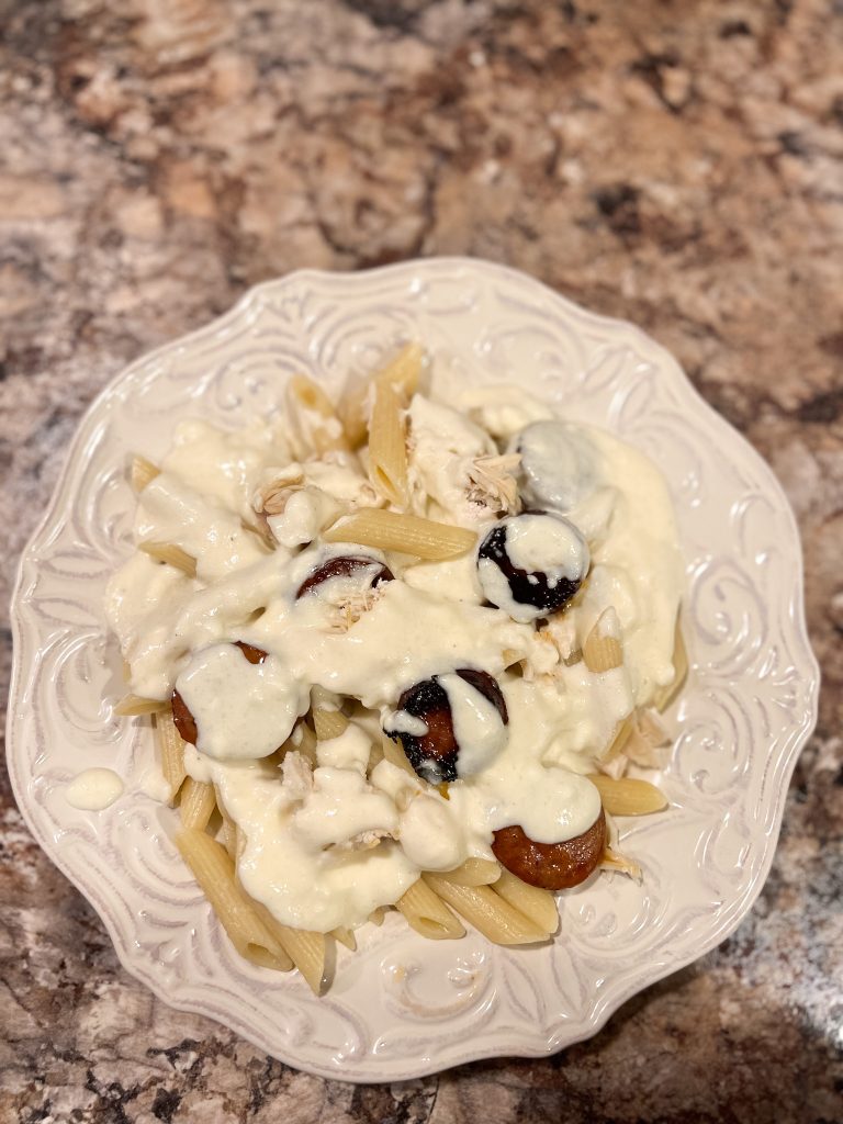 cajun chicken alfredo, spicy smoked sausage, dinner recipe