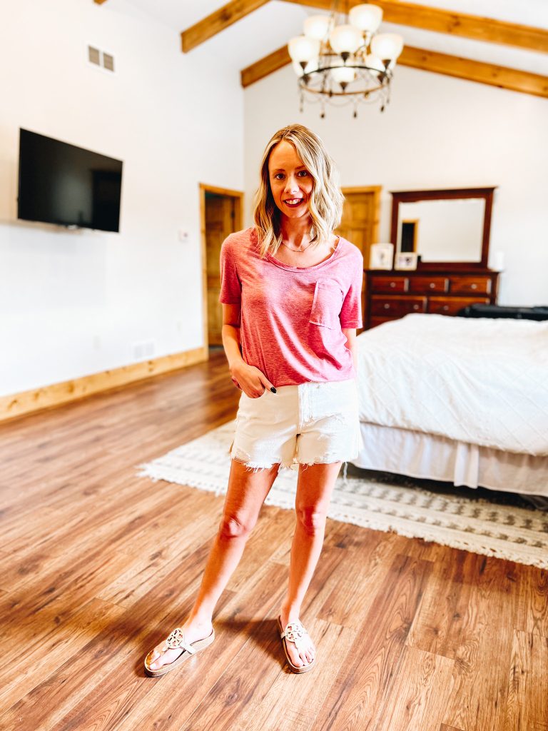 free people white denim shorts, distressed white denim, summer fashion, amazon fashion