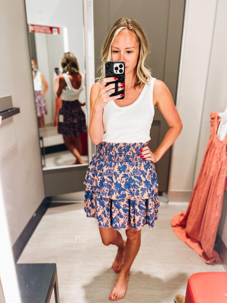 women's summer skirt, tiered skirt, basic tank, summer outfits from Target, Target Style