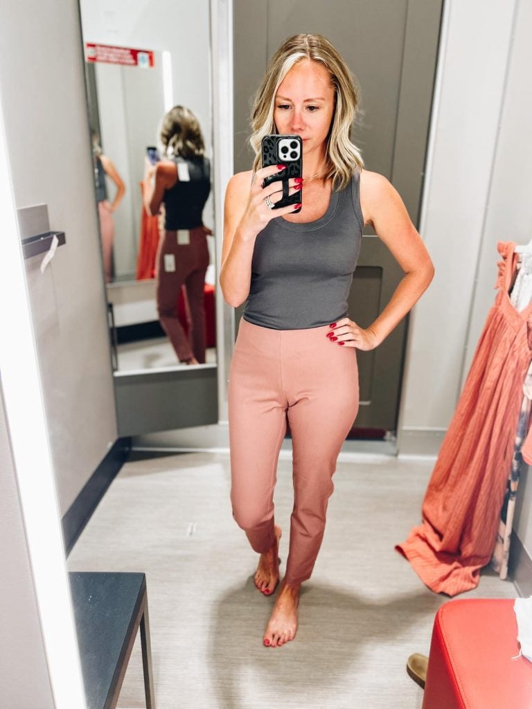 work trousers, target tuesday, women's fashion, 6 summer outfits from Target, ribbed tank, basic tank