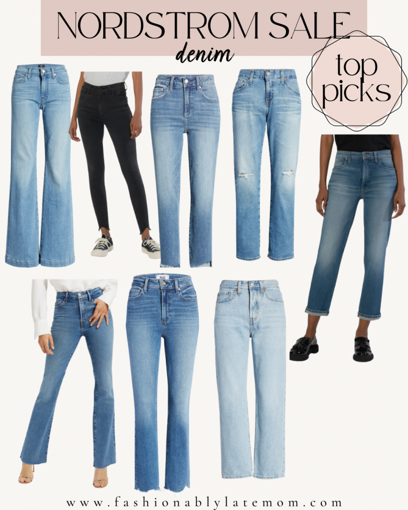 mother denim, good american jeans, flare leg jeans, straight leg jeans, nordstrom anniversary sale