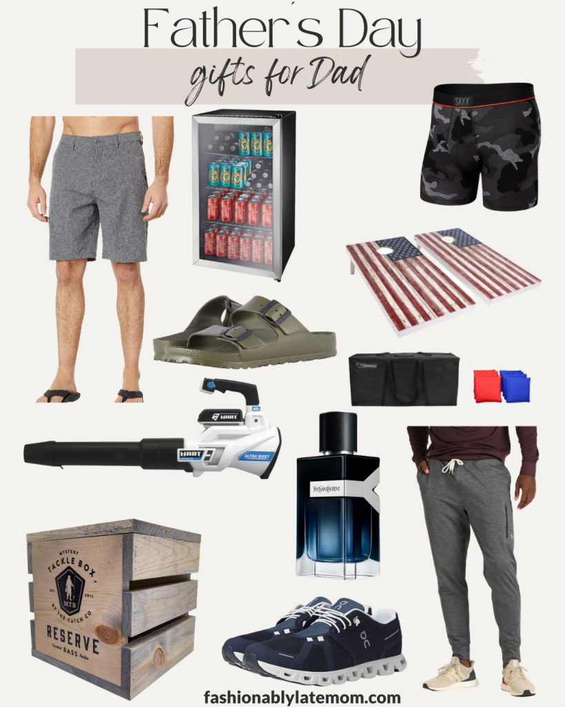 Father's Day Gift Ideas, mini fridge, corn hole, men's sneakers