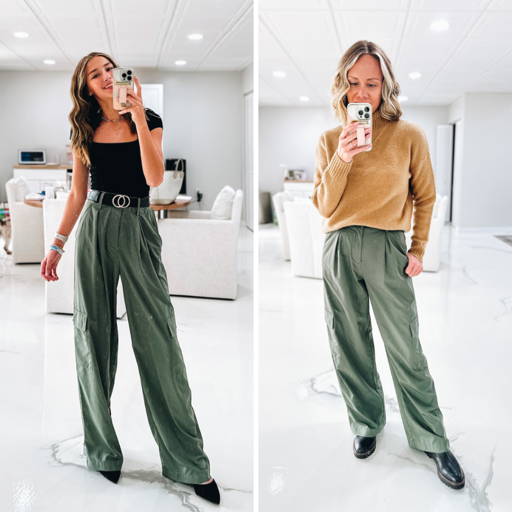 green cargo pants, mom and me style