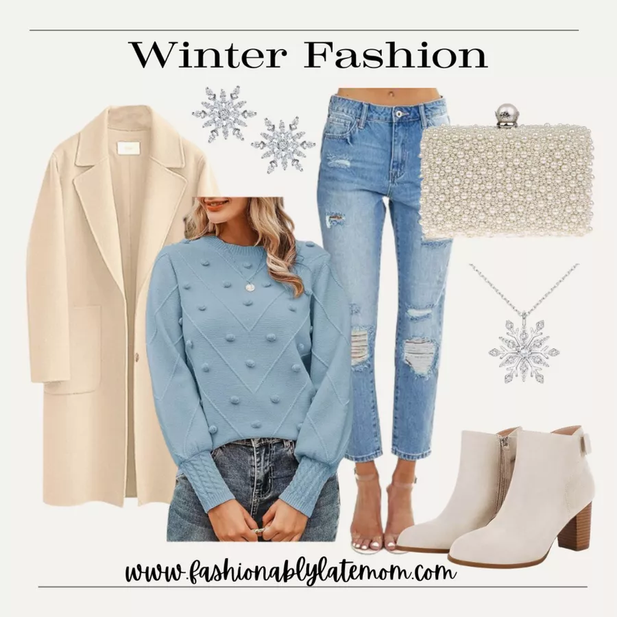 blue sweater, jeans, amazon fashion, winter outfits