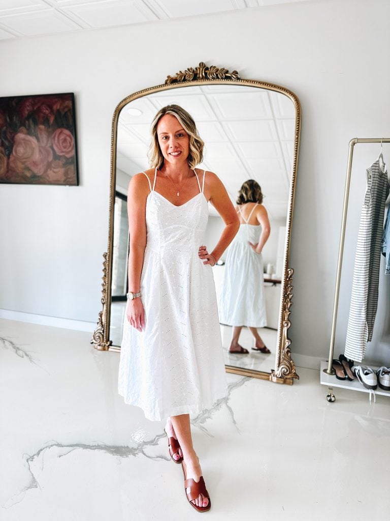 what to wear for graduation, eyelet dress, bridal shower dress, target dress
