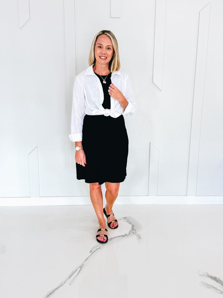 styling a tank dress, black swing dress