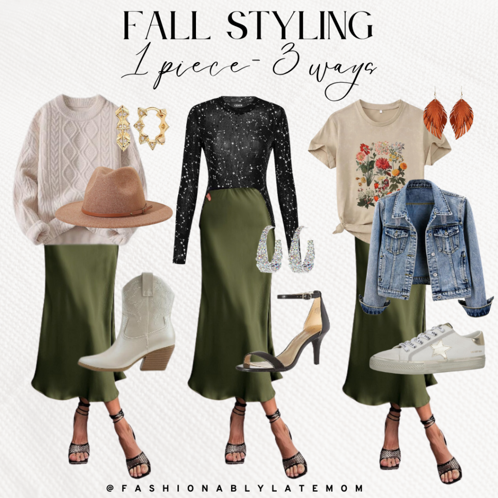 satin midi skirt, fall fashion, amazon fashion
