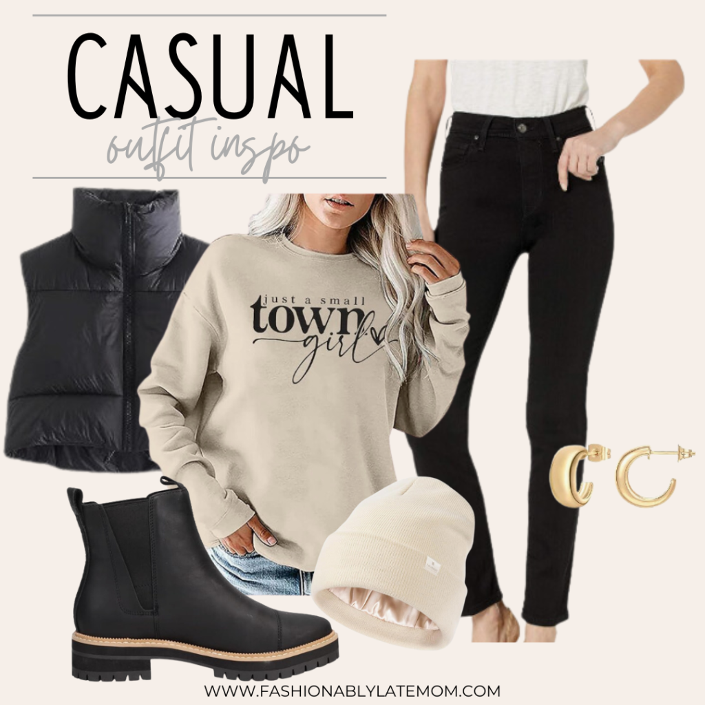 puffer vest styling, women’s fall fashion, puffer vest outfit ideas, how to wear puffer vests, winter layering tips, fall outfit inspiration for women, fashionably late mom