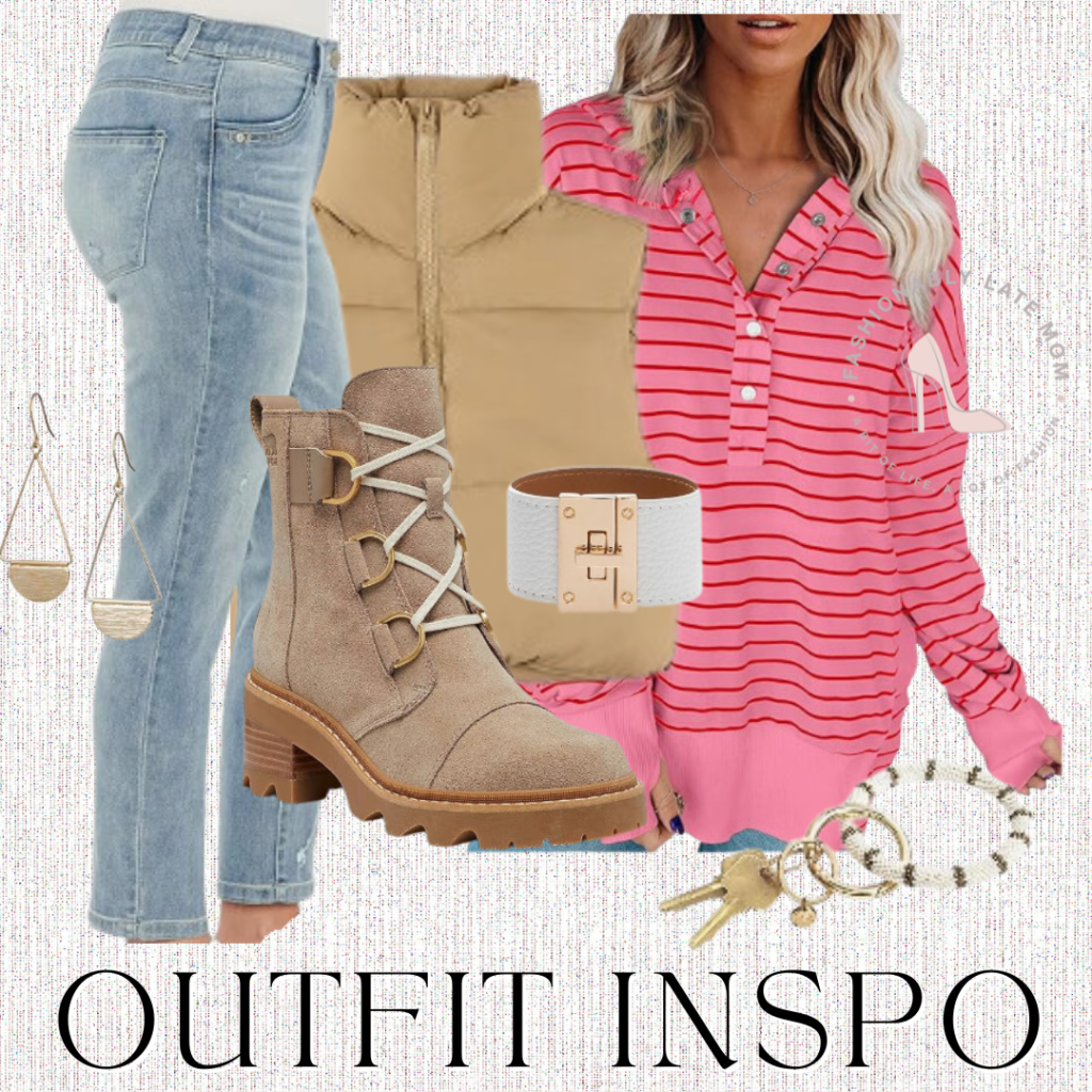 puffer vest styling, women’s fall fashion, puffer vest outfit ideas, how to wear puffer vests, winter layering tips, fall outfit inspiration for women, fashionably late mom