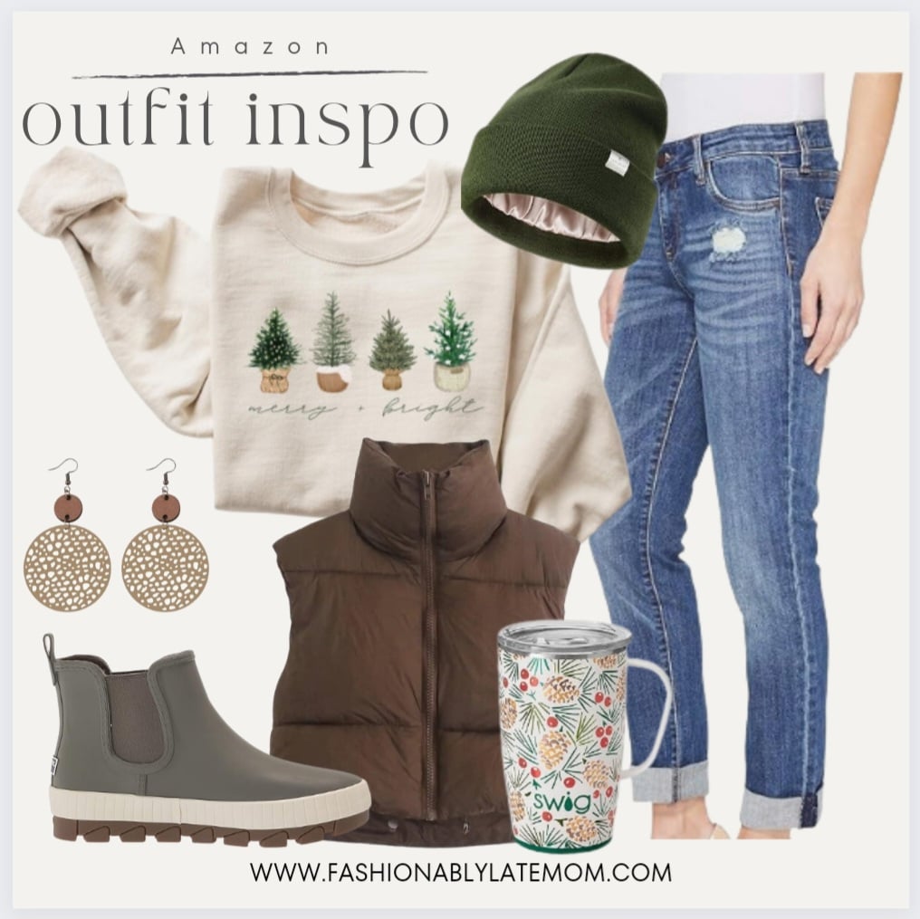 puffer vest styling, women’s fall fashion, puffer vest outfit ideas, how to wear puffer vests, winter layering tips, fall outfit inspiration for women, fashionably late mom