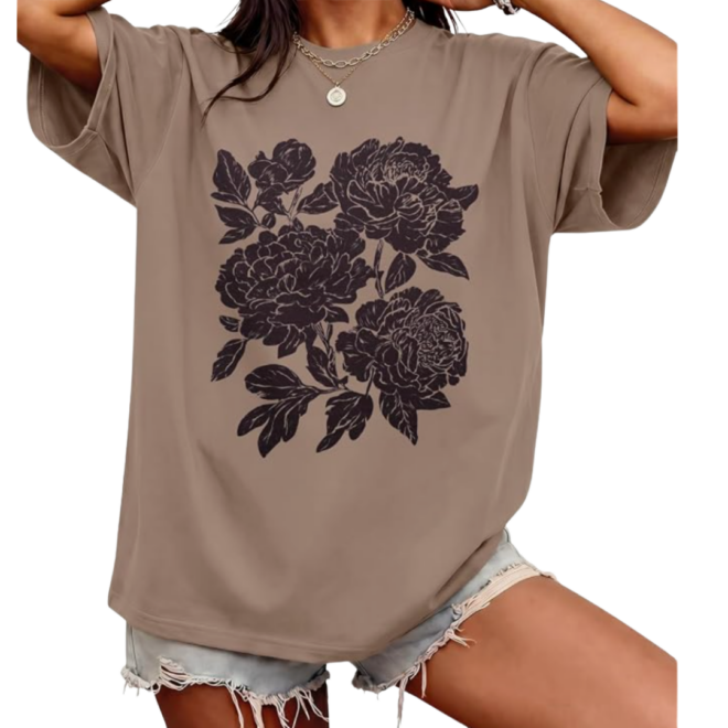 Women Dark Floral Graphic Tee
