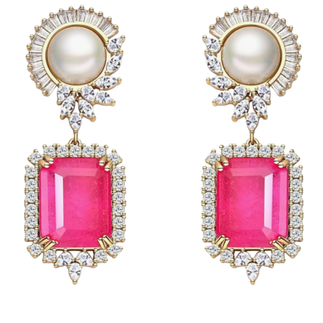 Pink Gem Earrings